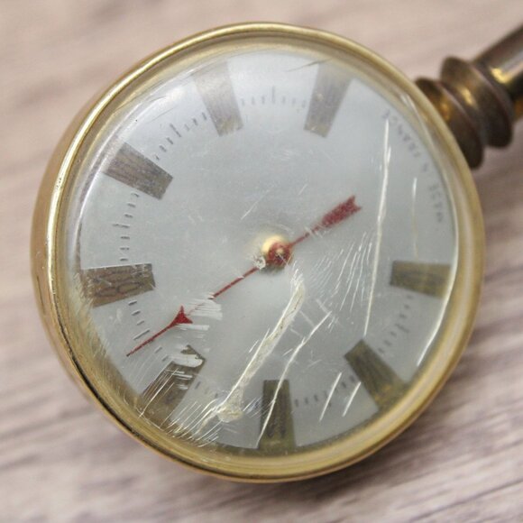 Vintage Made In France Key Shaped Brass Thermometer Retro Rare - Picture 2 of 7